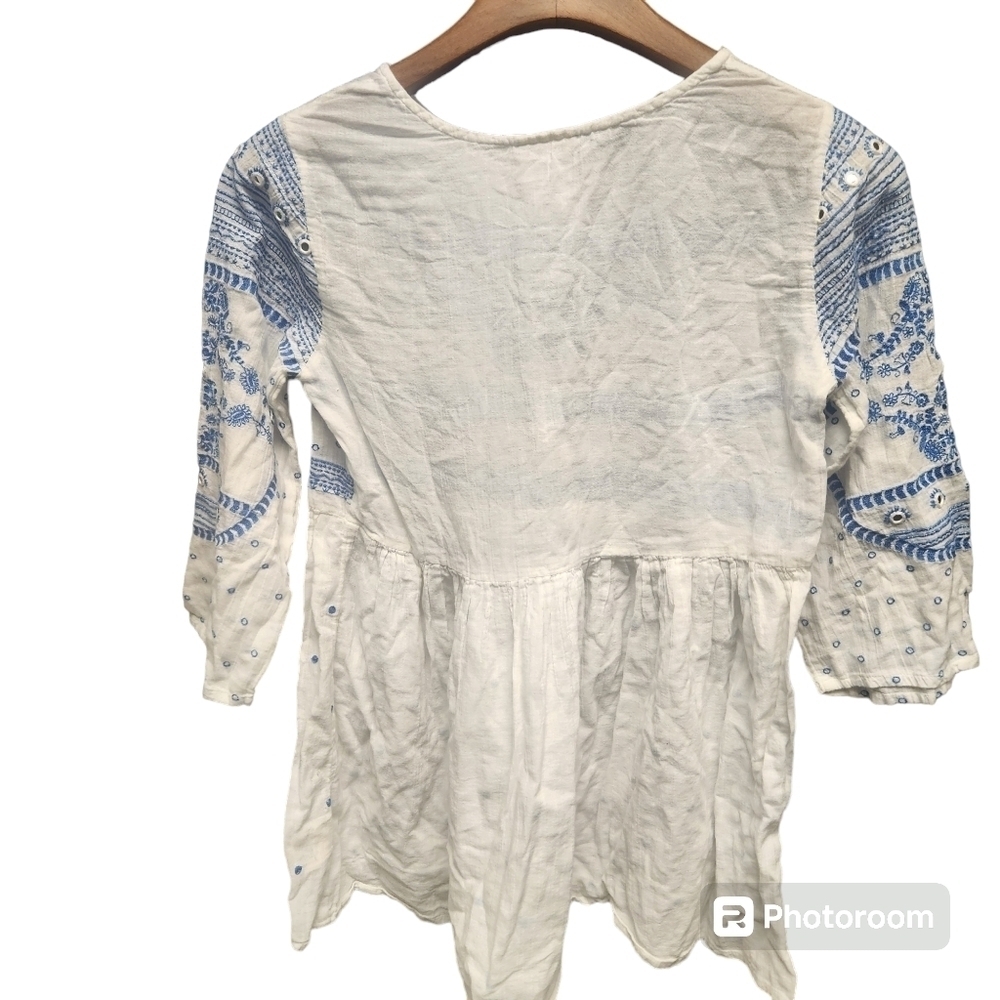 Anthropologie Mermaid Meadowbrook White Blouse Embroidered Top Sz XS - Picture 3 of 10
